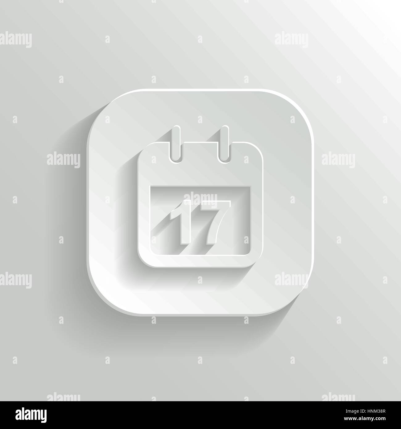 Icona Calendario - vettore app bianco pulsante con ombra Illustrazione Vettoriale