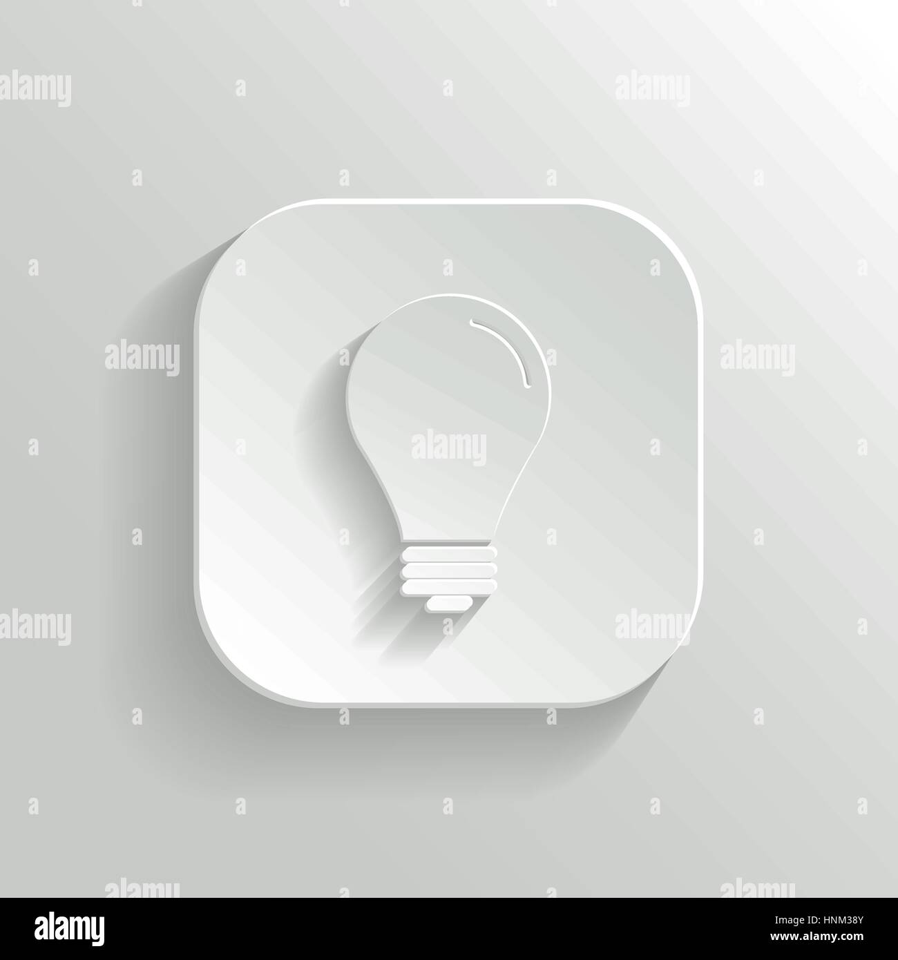 Icona della lampadina - vettore app bianco pulsante con ombra Illustrazione Vettoriale