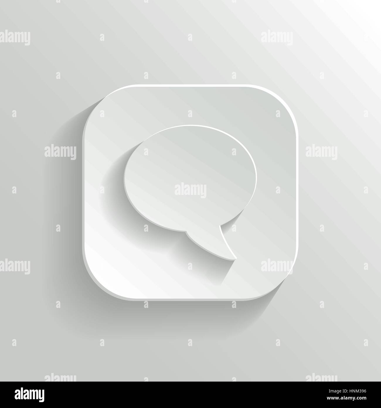 Icona del parlato - vettore app bianco pulsante con ombra Illustrazione Vettoriale