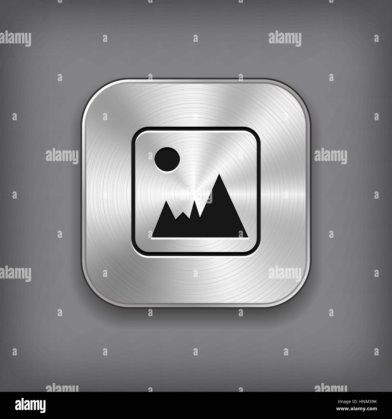 Icona della fotografia - metallo del vettore APP button Illustrazione Vettoriale