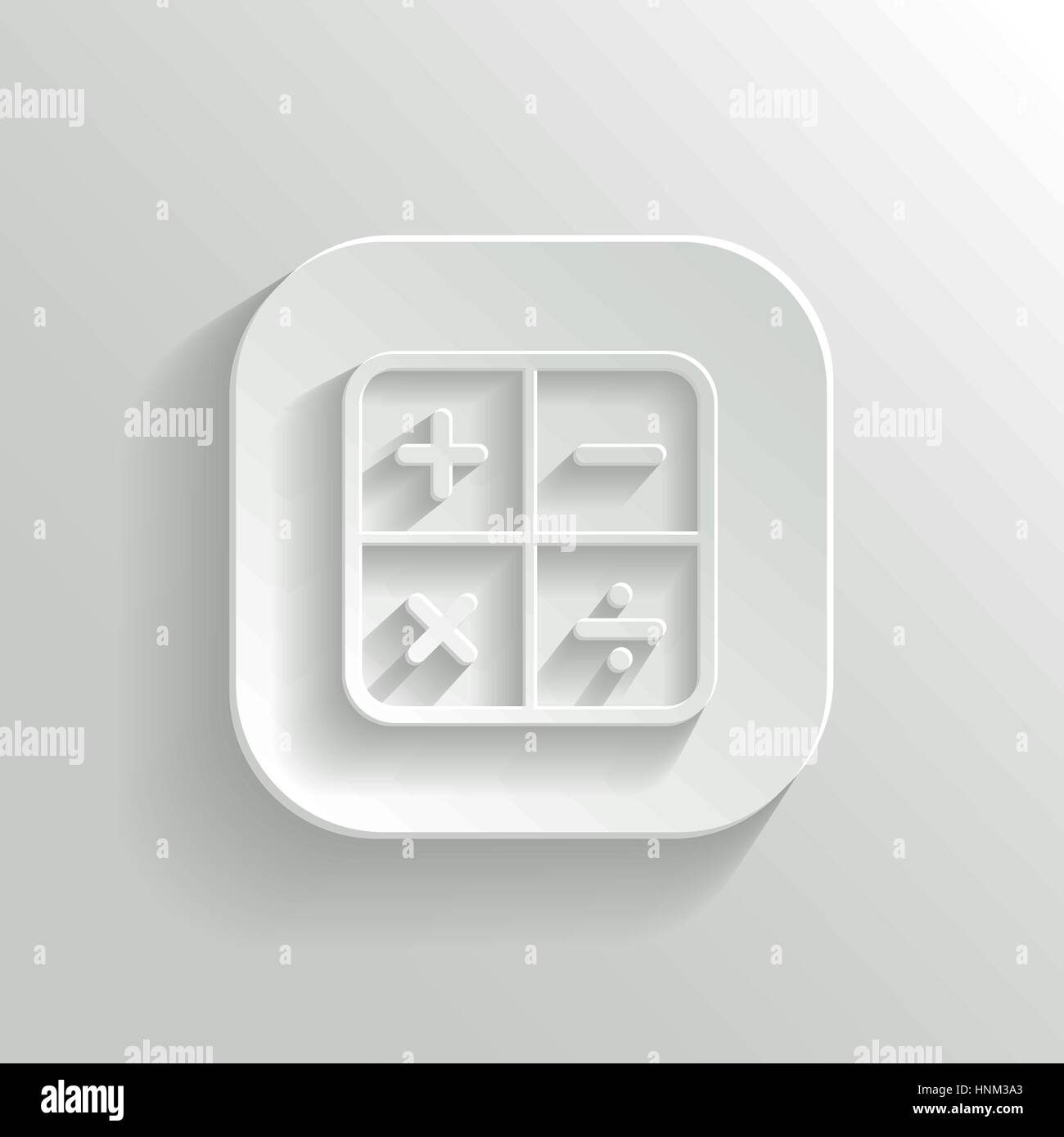 Icona calcolatrice - vettore app bianco pulsante con ombra Illustrazione Vettoriale