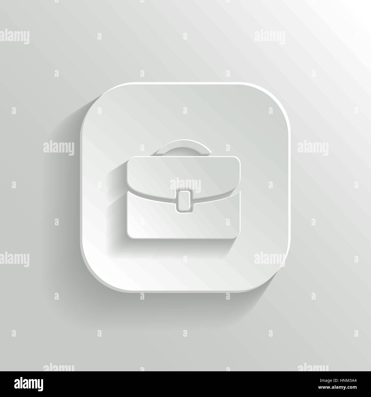 Icona con valigetta - vettore app bianco pulsante con ombra Illustrazione Vettoriale