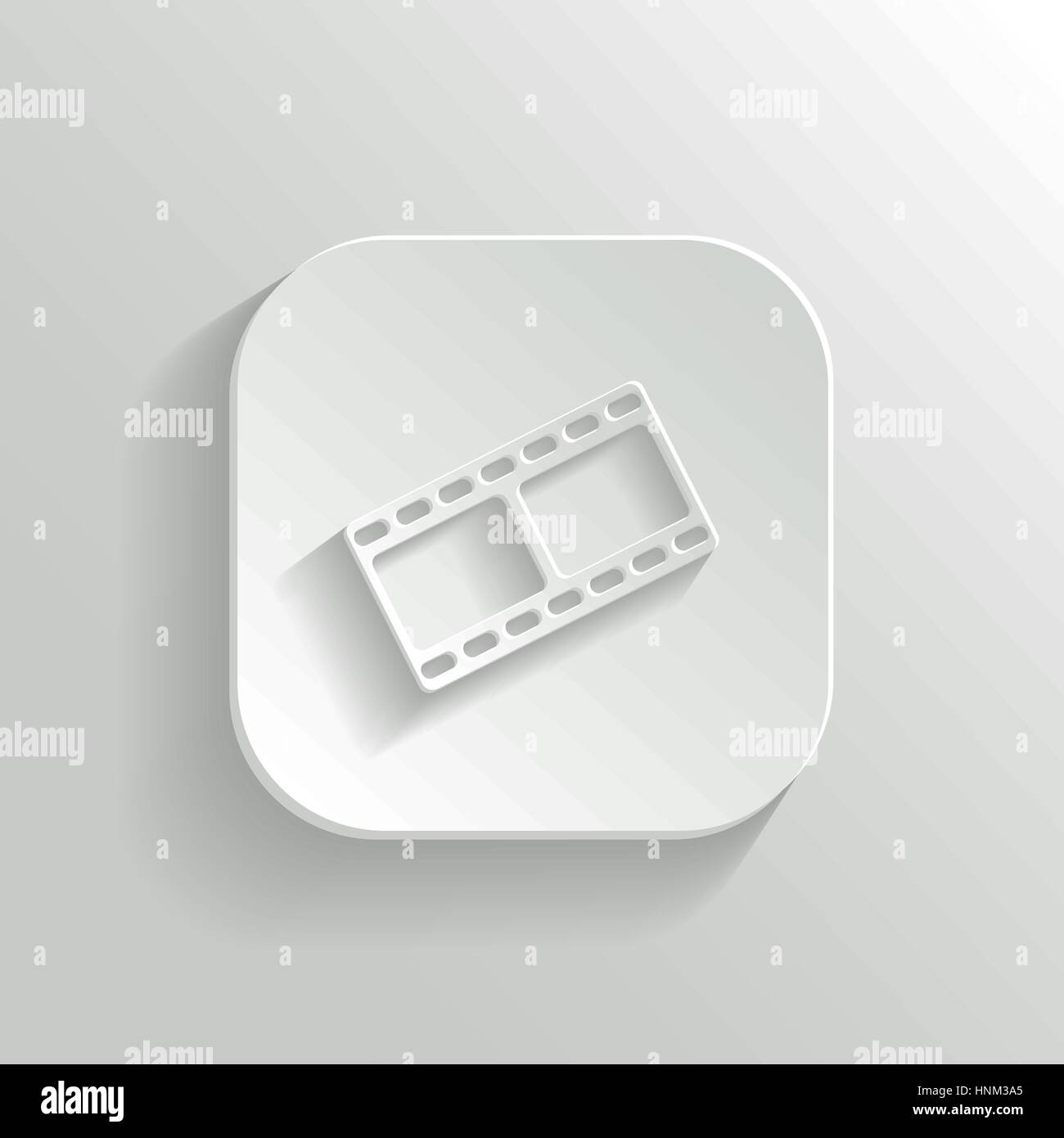 Icona di film - vettore app bianco pulsante con ombra Illustrazione Vettoriale