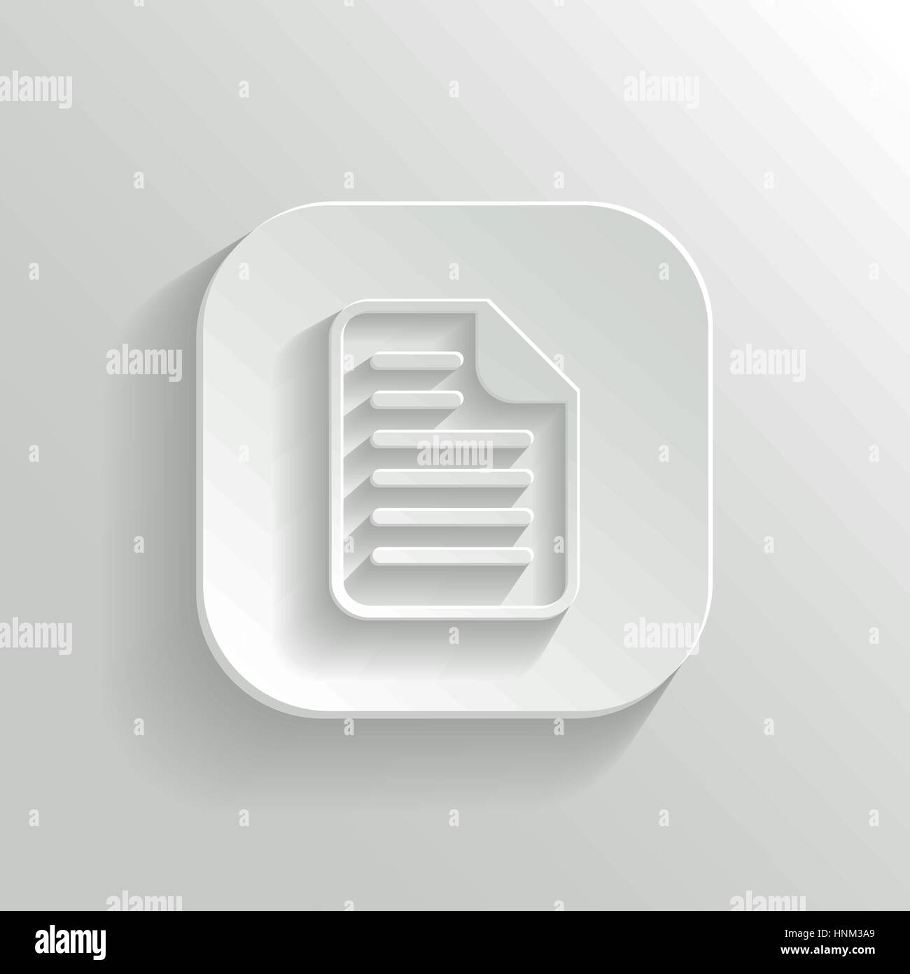 Icona Documento - vettore app bianco pulsante con ombra Illustrazione Vettoriale