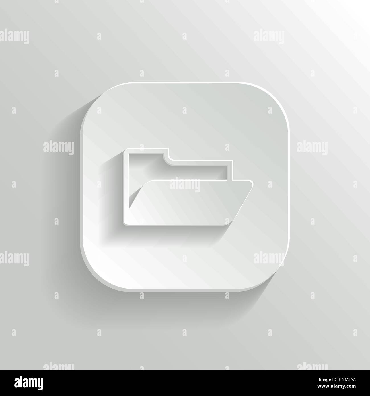 Icona della cartella - vettore app bianco pulsante con ombra Illustrazione Vettoriale