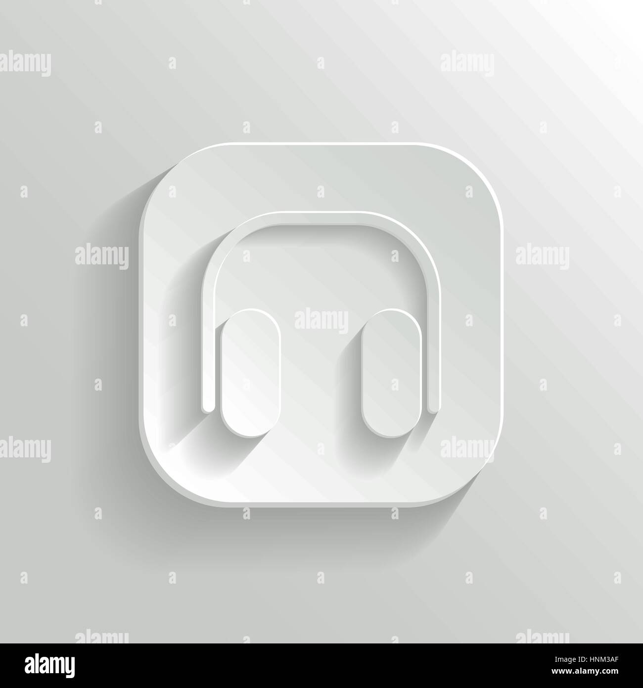 Icona delle cuffie - vettore app bianco pulsante con ombra Illustrazione Vettoriale