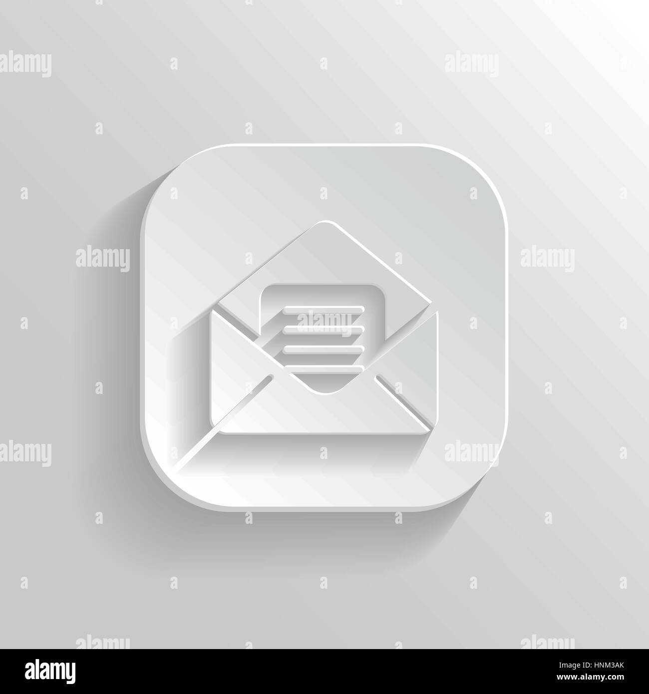 Icona di posta - vettore app bianco pulsante con ombra Illustrazione Vettoriale