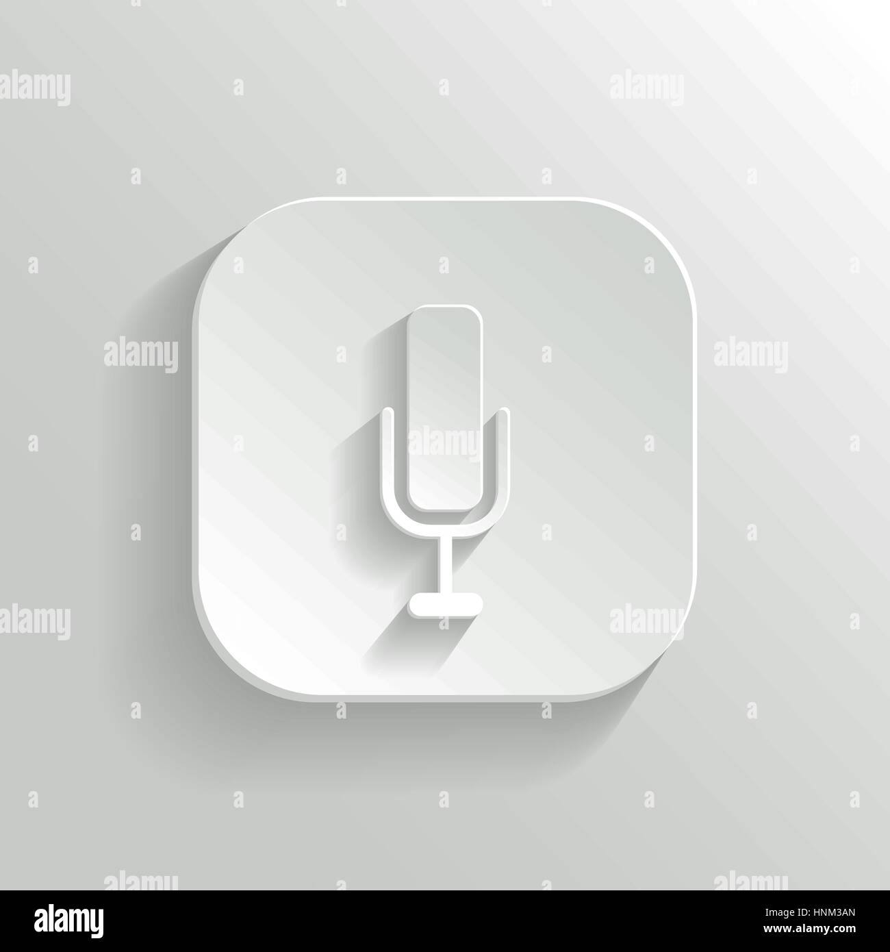 Icona a forma di microfono - vettore app bianco pulsante con ombra Illustrazione Vettoriale