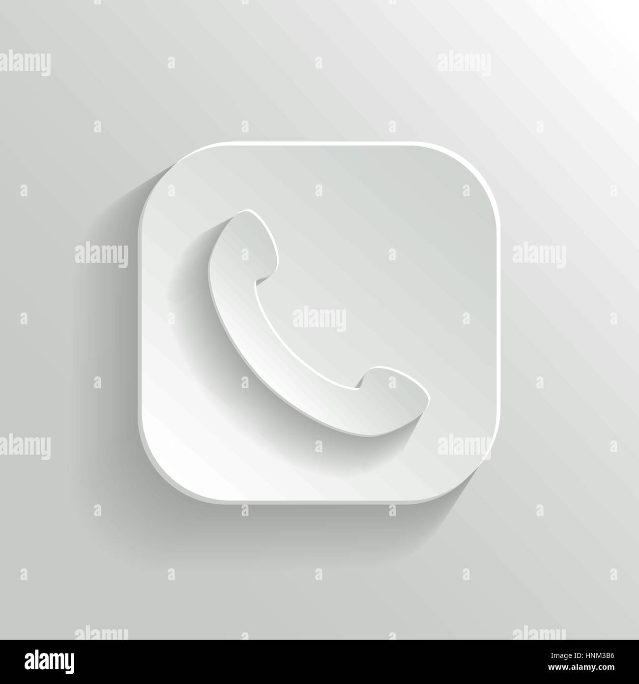 Icona del telefono - vettore app bianco pulsante con ombra Illustrazione Vettoriale