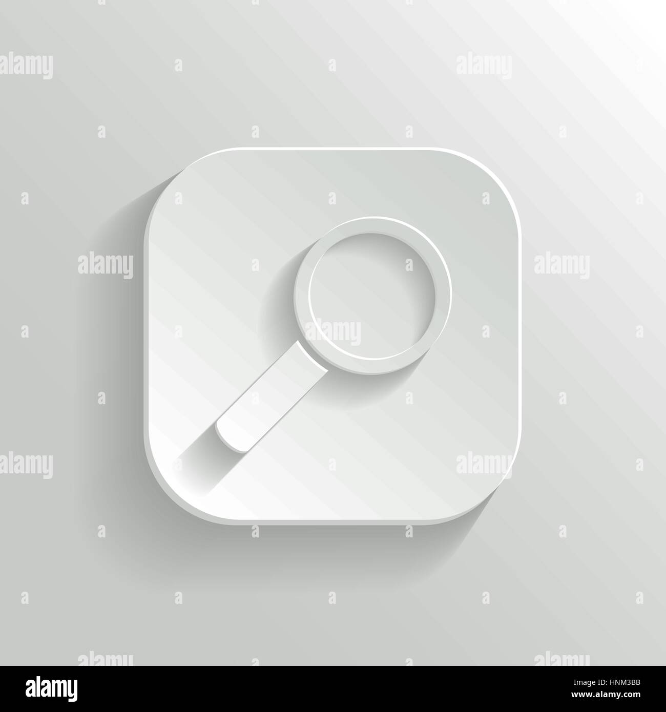 Icona di ricerca - vettore app bianco pulsante con ombra Illustrazione Vettoriale