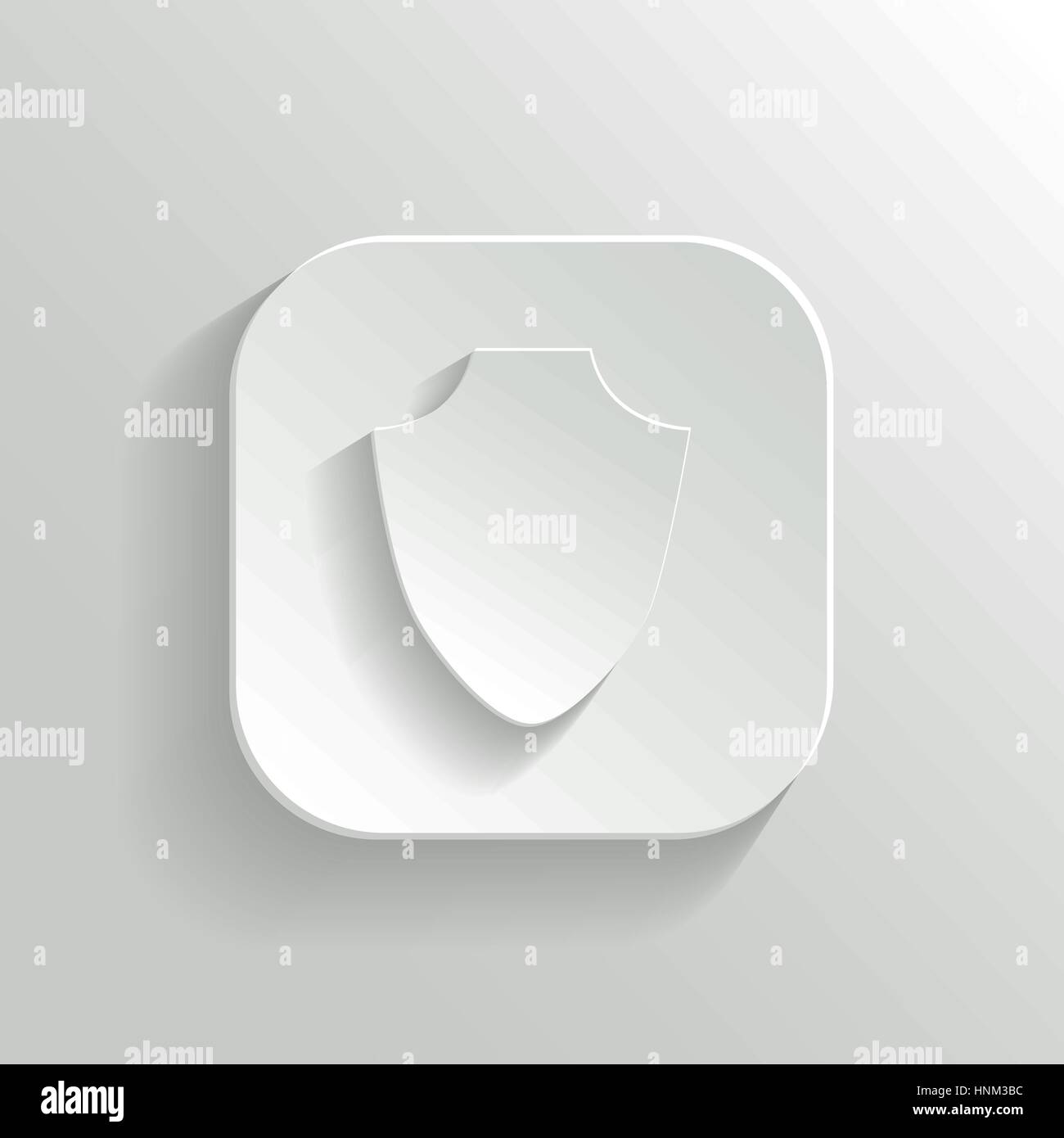Icona dello scudo - vettore app bianco pulsante con ombra Illustrazione Vettoriale