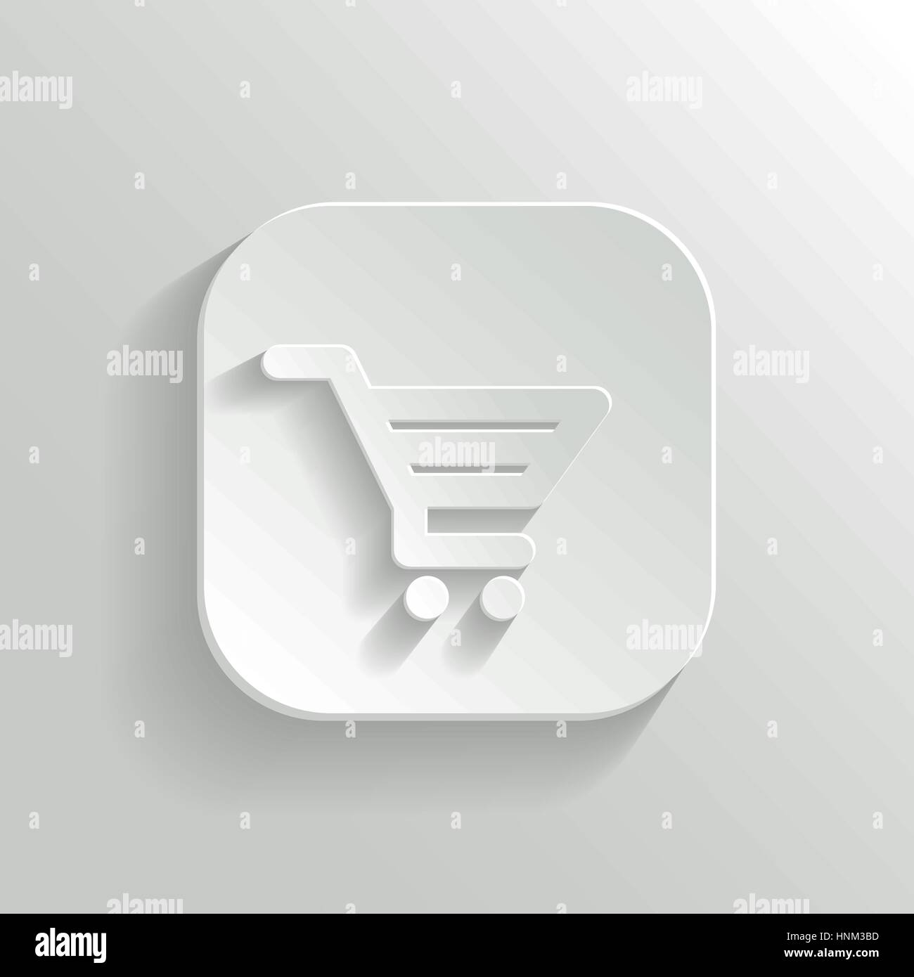 Icona del carrello - vettore app bianco pulsante con ombra Illustrazione Vettoriale