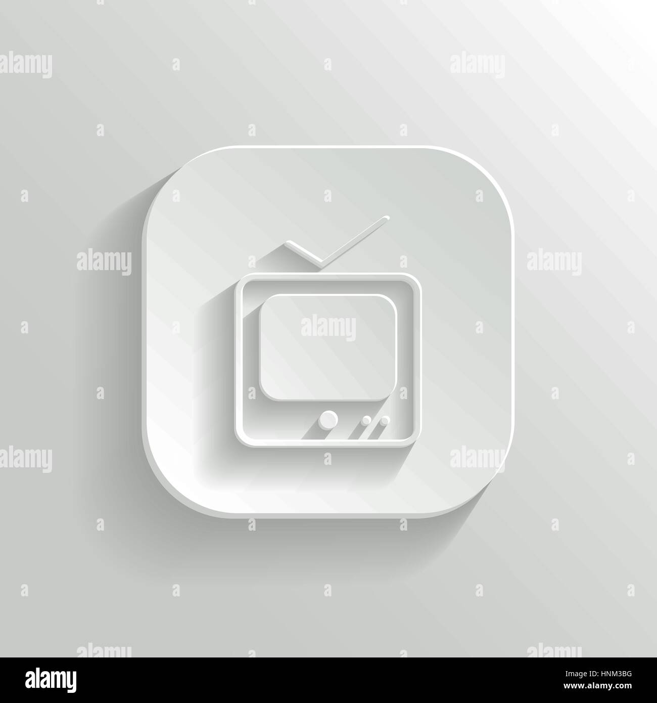 Icona TV - vettore app bianco pulsante con ombra Illustrazione Vettoriale