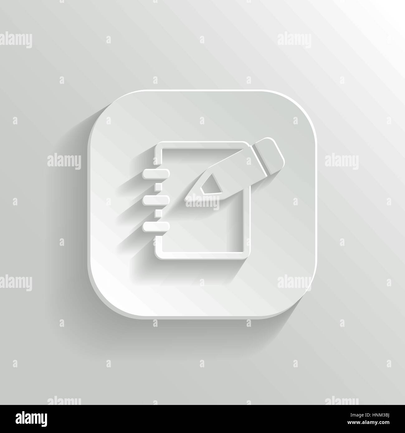 Icona Blocco note - vettore app bianco pulsante con ombra Illustrazione Vettoriale