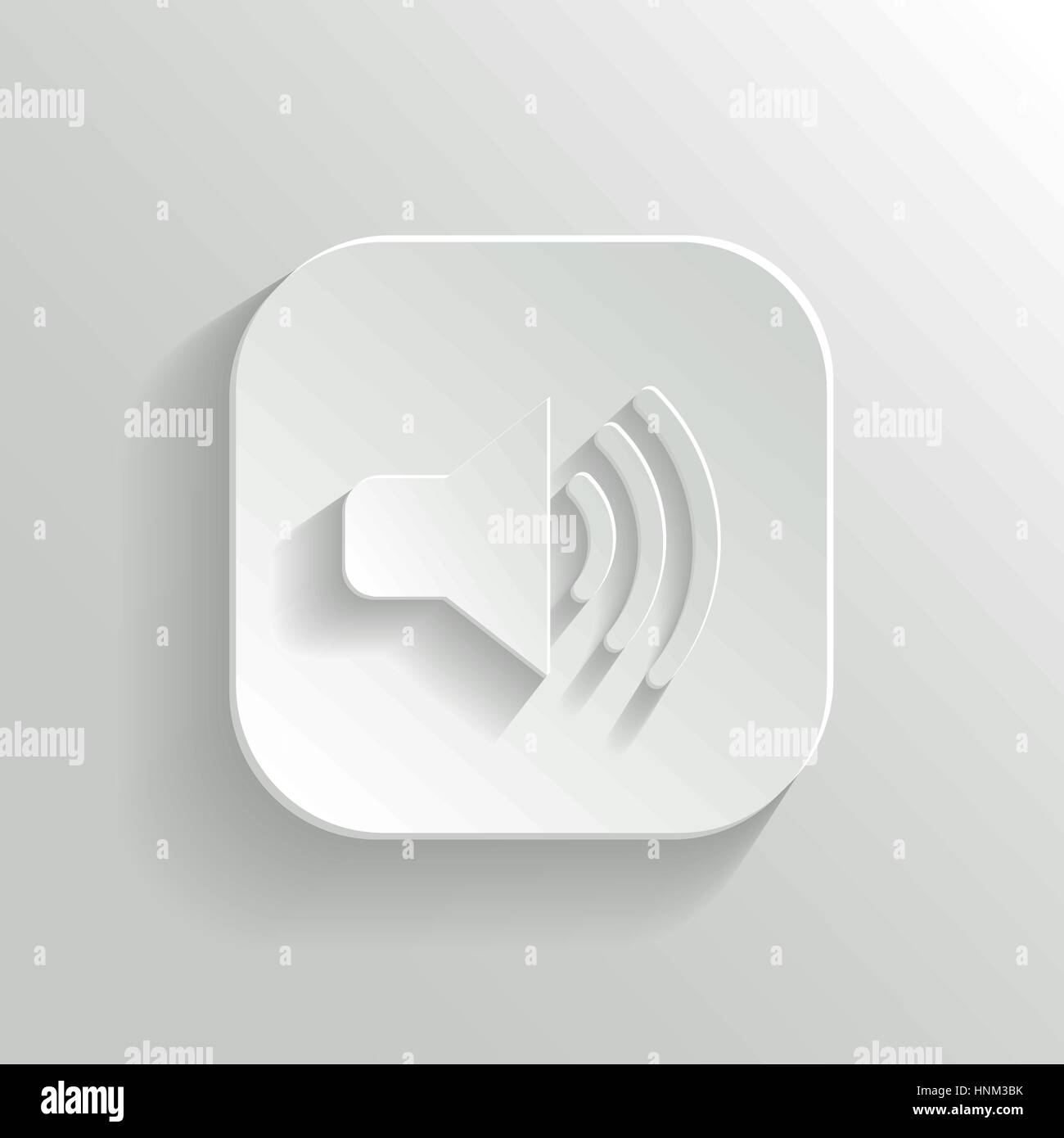 Icona altoparlante - vettore app bianco pulsante con ombra Illustrazione Vettoriale