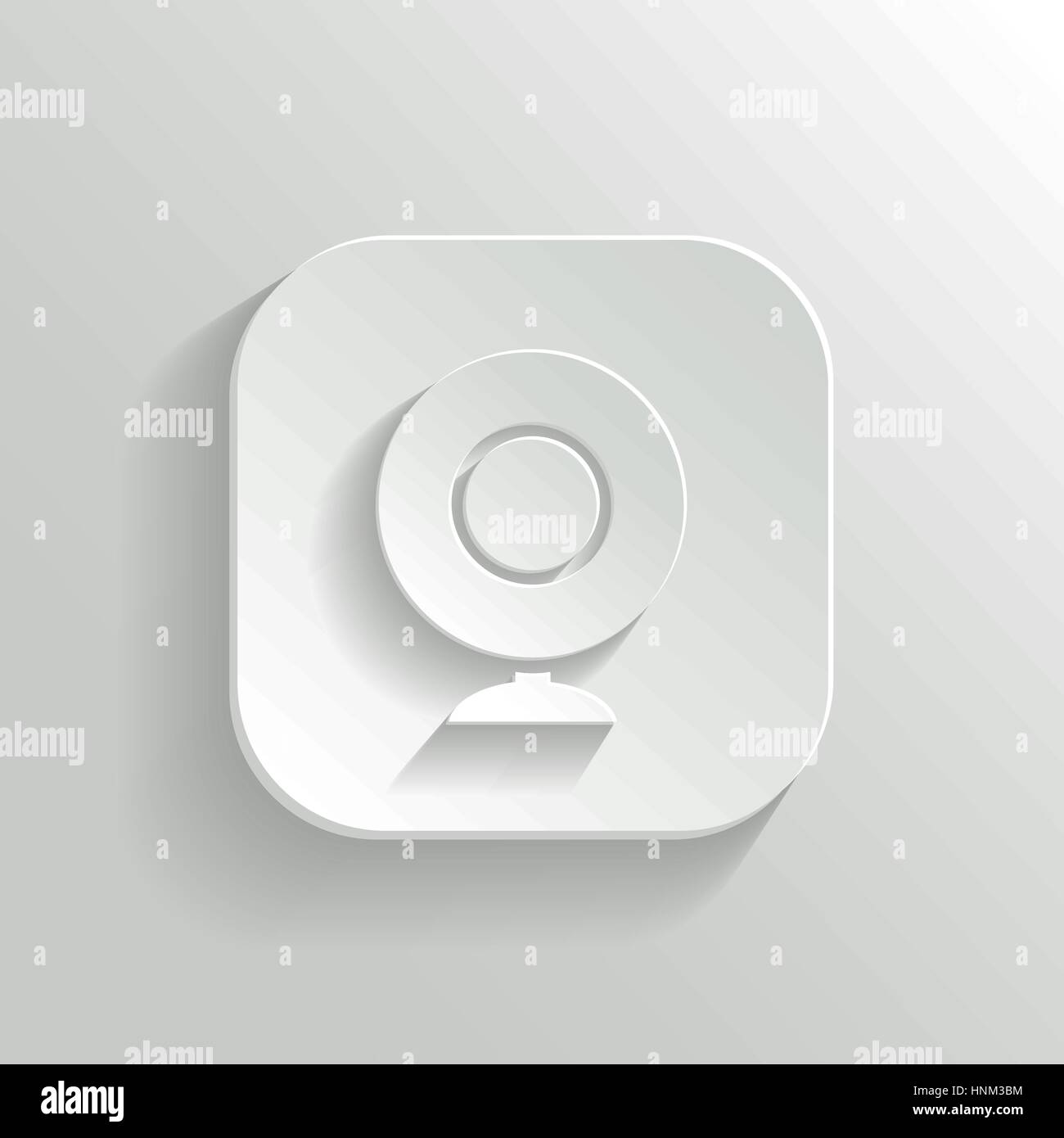 Webcamera icona - vettore app bianco pulsante con ombra Illustrazione Vettoriale