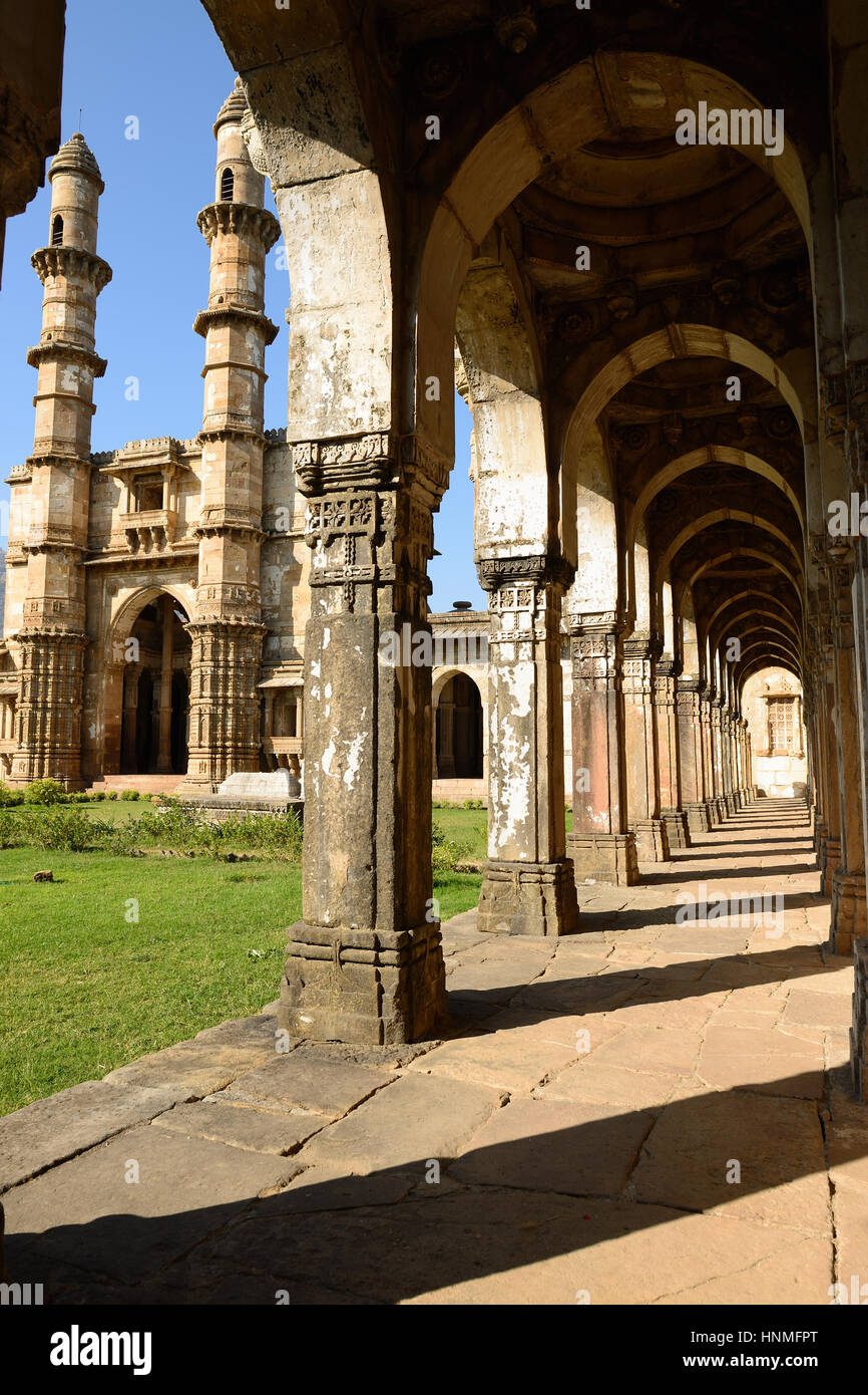 Champaner-Pavagadh parco archeologico è una storica città nello stato del Gujarat. Sahar ki Masjid moschea. (UNESCO) Foto Stock