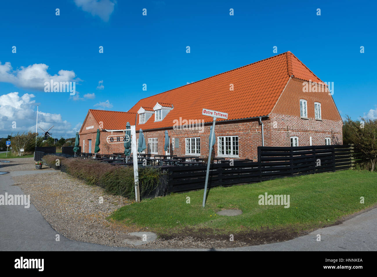 'Mandoe Krog', hotel e ristorante sul isola Mandoe in danese il Wadden Sea, UNECSCO Patrimonio Naturale Mondiale, nel Mare del Nord a Sud dello Jutland, Danimarca Foto Stock