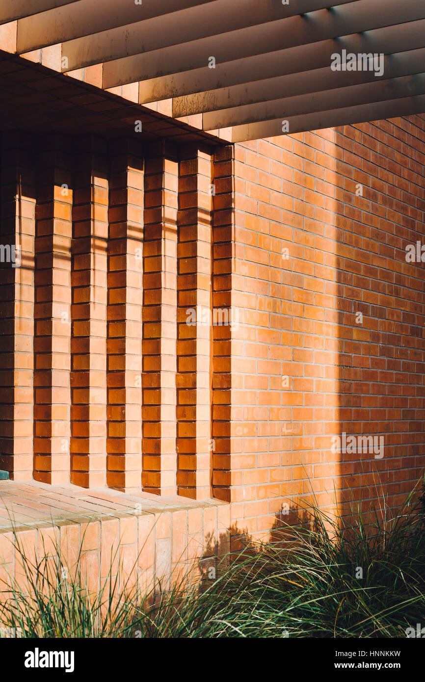 Dettagli architettonici dell'estensione della Whitworth Art Gallery disegnata da MUMA, Manchester. Regno Unito Foto Stock