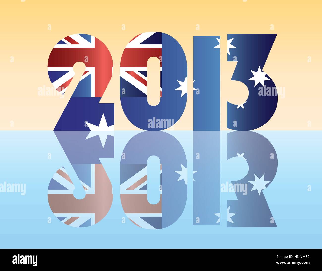 Felice Anno Nuovo 2013 Silhouette con Australia bandiera illustrazione Illustrazione Vettoriale