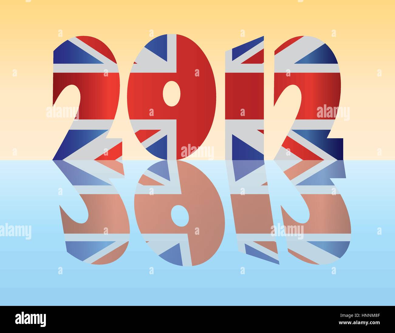 Londra Inghilterra 2012 SIlhouette con Union Jack Flag illustrazione Illustrazione Vettoriale