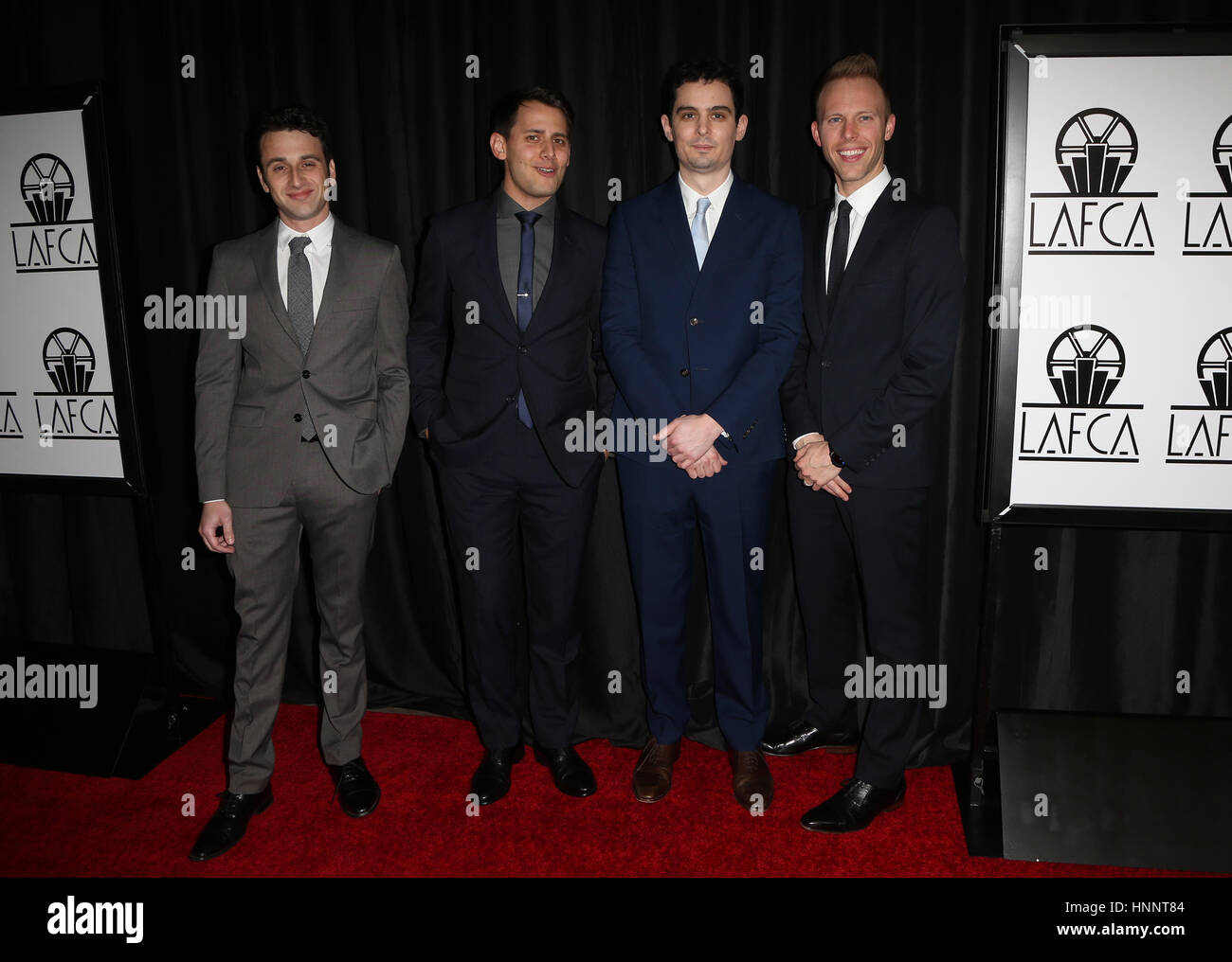 Annuale quarantaduesima Los Angeles Film Critics Association Awards (LACMA) - Arrivi con: Damien Chazelle, Justin Hurwitz, paroliere Benj Pasek, Justin Paolo dove: Los Angeles, California, Stati Uniti quando: 14 Gen 2017 Credit: FayesVision/WENN.com Foto Stock