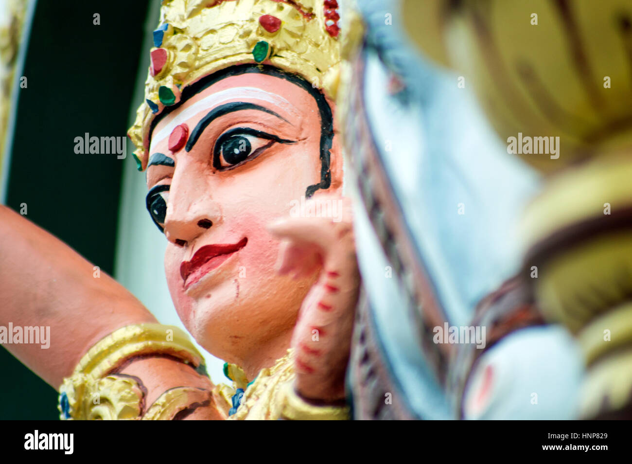 Dettaglio della parete con DEA, Maha Sri Mariamman Temple, Georgetown, Penang, Malaysia Foto Stock