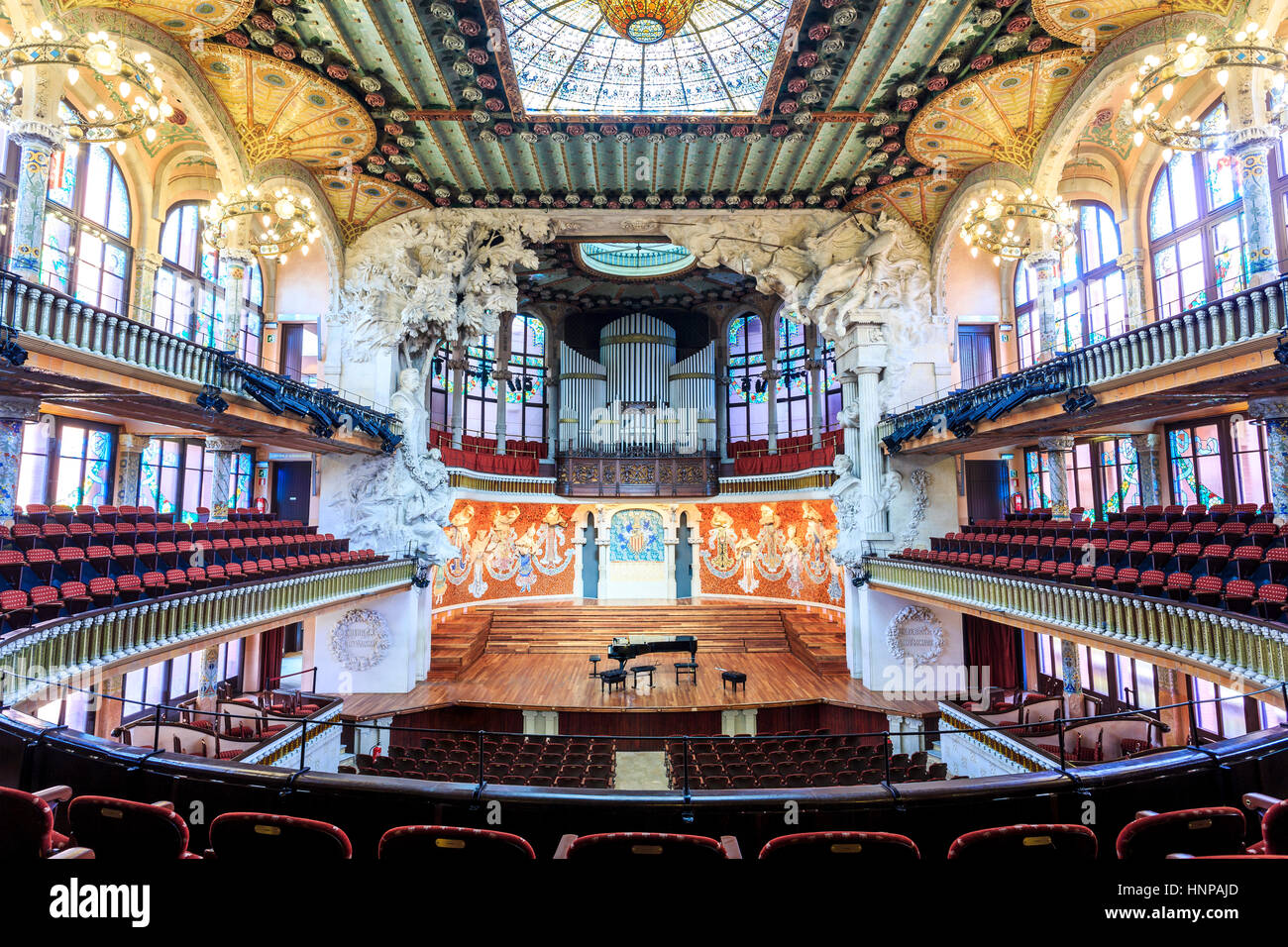 Sala Concerti da Lluís Domènech i Montaner, il Palazzo della Musica, Barcellona, Spagna Foto Stock