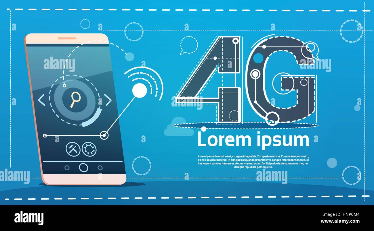 Cell Smart Phone 4g la velocità di Internet Social Network il concetto di comunicazione Illustrazione Vettoriale