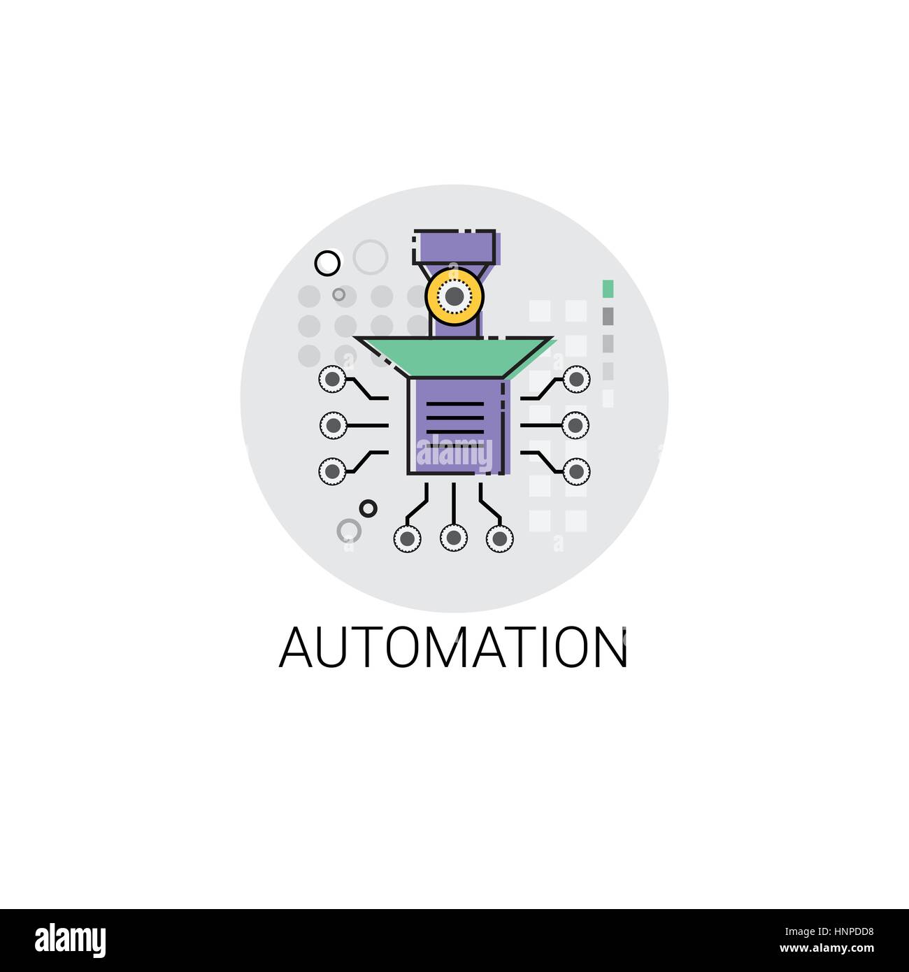 Robot intelligente di macchine di automazione industriale industria Icona di produzione Illustrazione Vettoriale