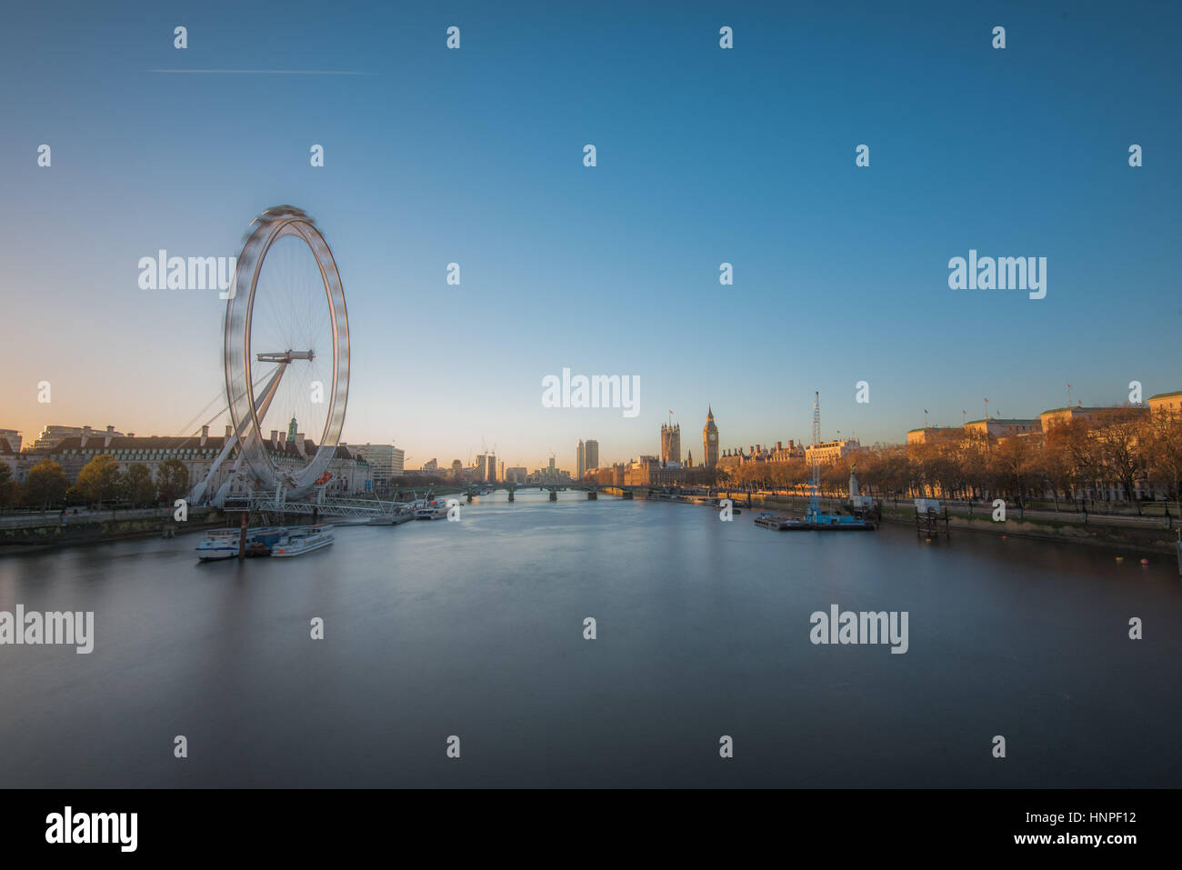 London Eye all'alba Foto Stock
