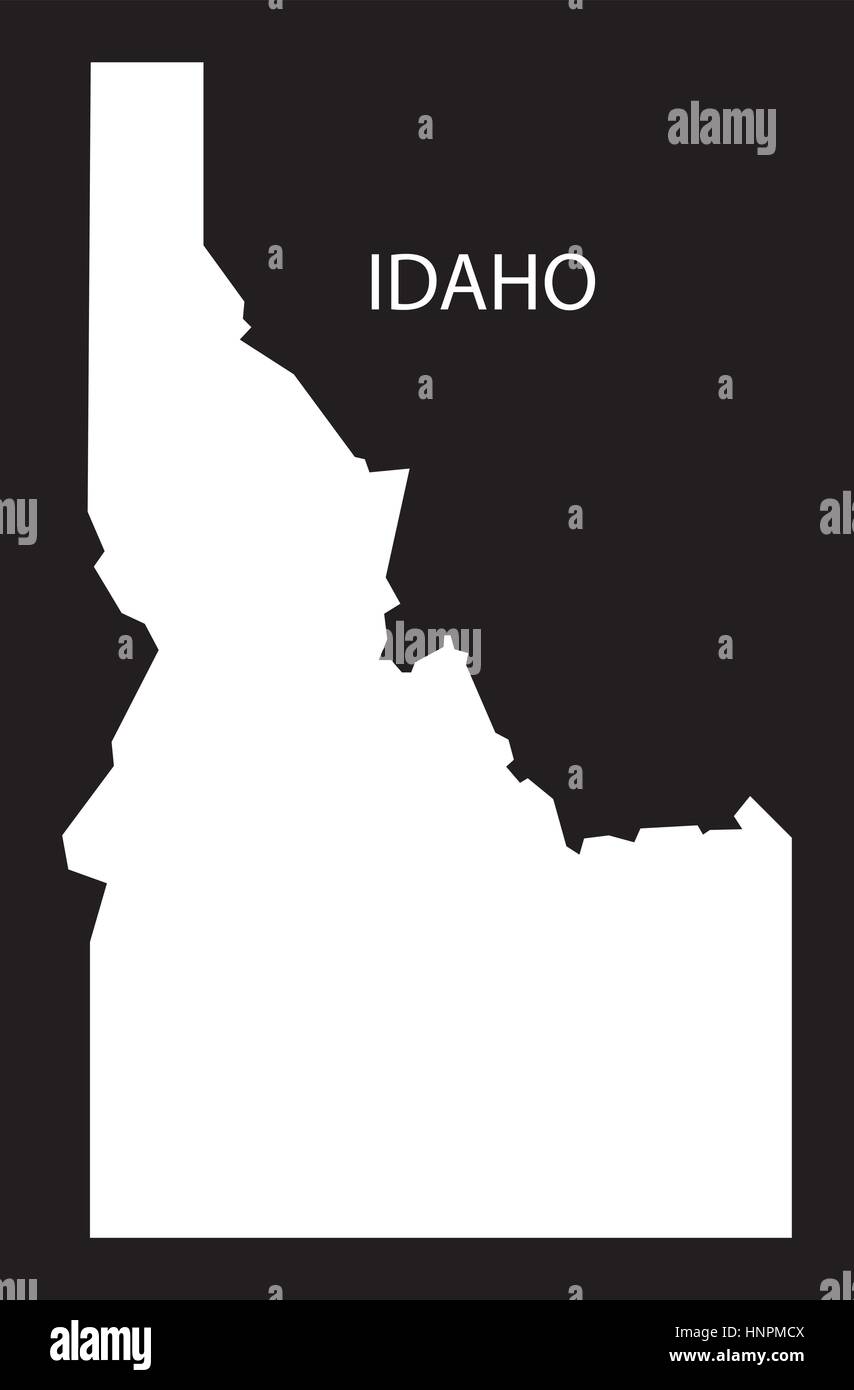 Idaho USA Mappa black silhouette invertito Illustrazione Vettoriale