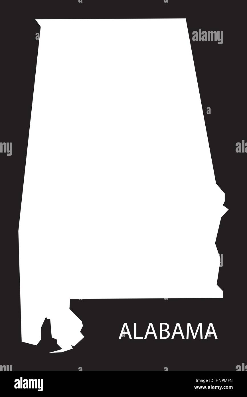 Alabama USA Mappa black silhouette invertito Illustrazione Vettoriale
