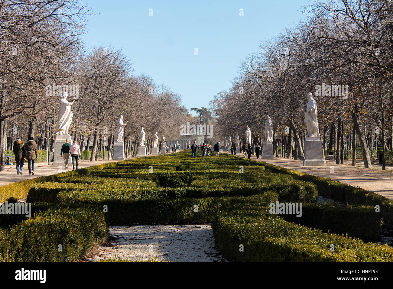 El Retiro Park, Madrid, Main Street Foto Stock