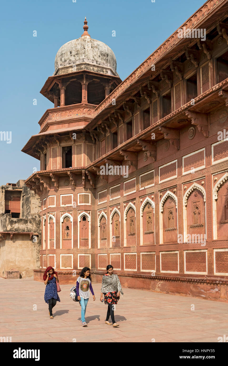 Palazzo di Jahangir (Jahangiri Mahal), al Forte di Agra, India Foto Stock