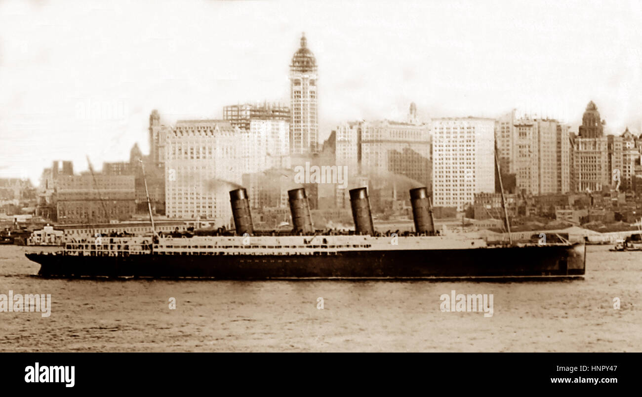 RMS Lusitania a New York nel 1907 Foto Stock