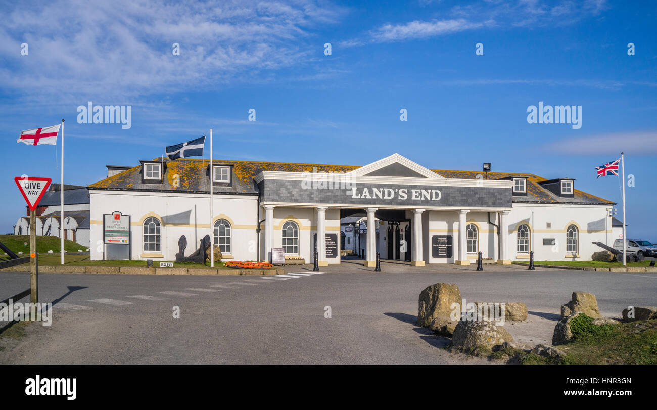 Regno Unito, Sud Ovest Inghilterra, Cornwall, entrata al Land's End centro turistico a raggiungere il punto più a ovest del continente la Cornovaglia e Inghilterra su th Foto Stock