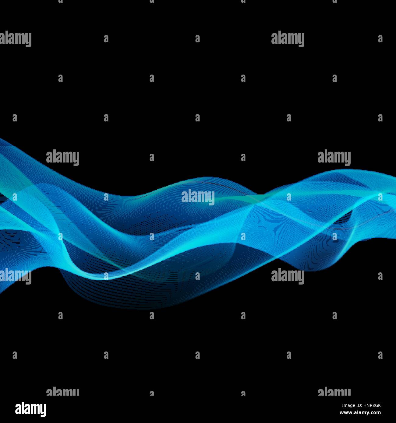 Vettore lucido astratto colore blu wave design elemento su sfondo scuro. Per la scienza o la tecnologia design Illustrazione Vettoriale