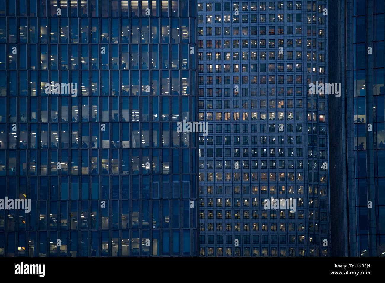 Vista generale di office di windows a Canary Wharf, Londra. Foto Stock