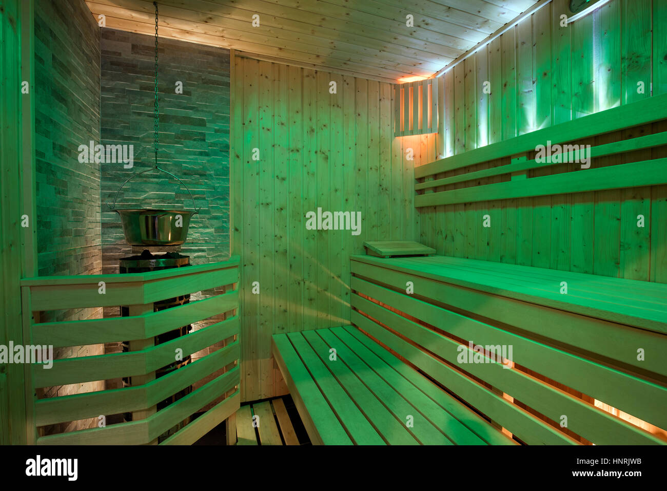 Svuotare sauna finlandese interno Foto Stock