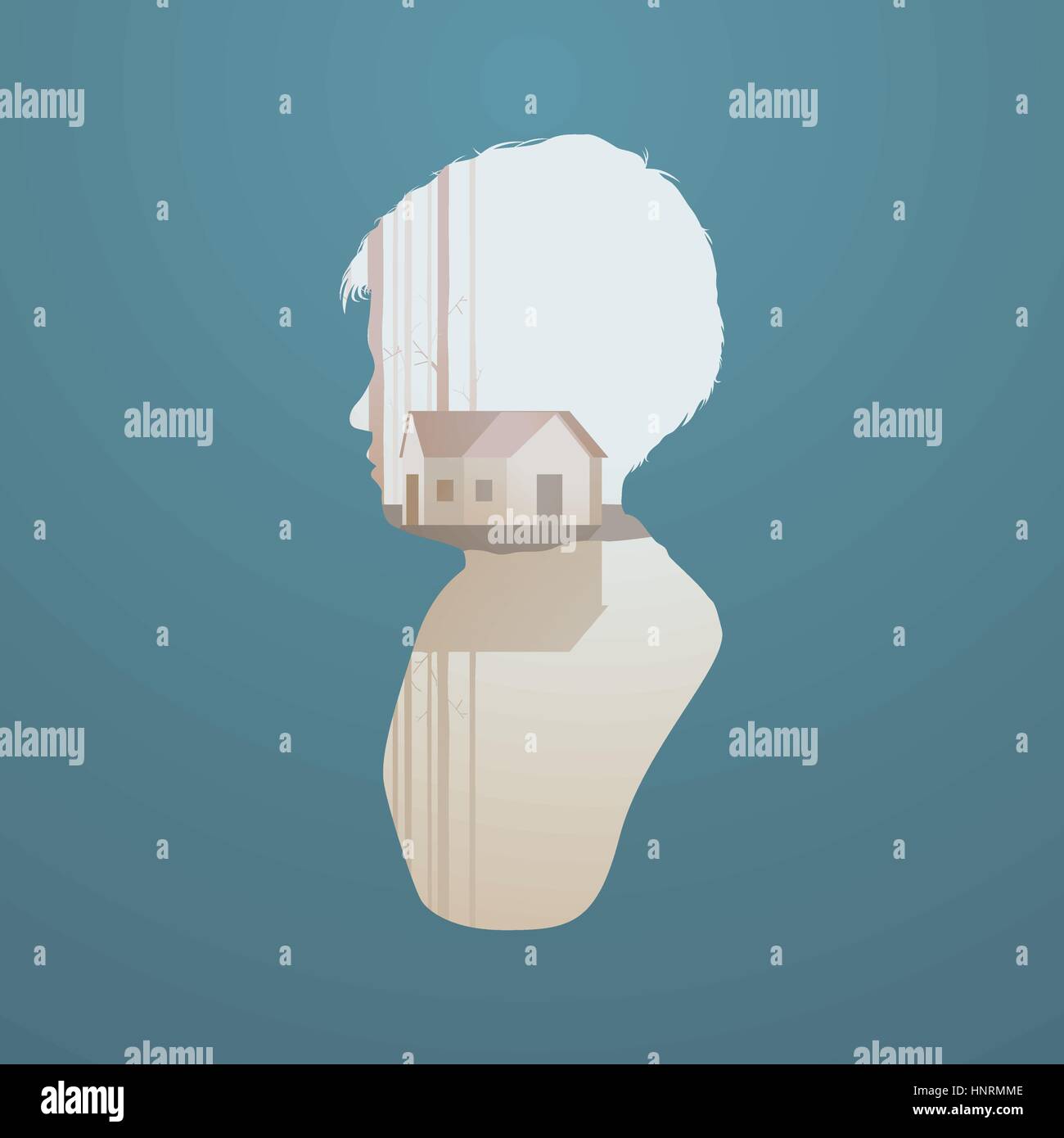 I bambini sognando home astratta del vettore Illustrazione Vettoriale