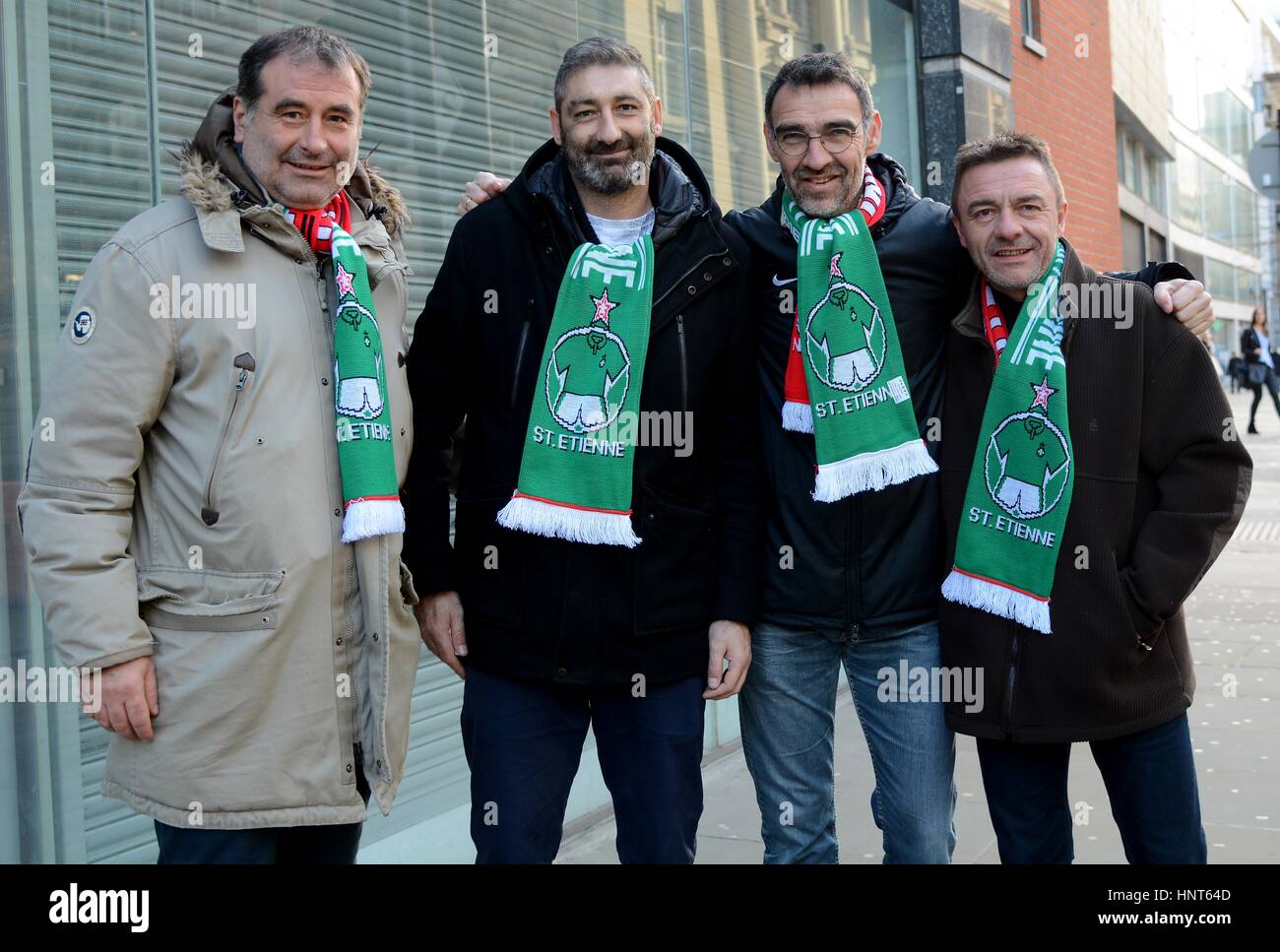 Saint Etienne fan a Manchester per Europa partita contro il Manchester United Foto Stock