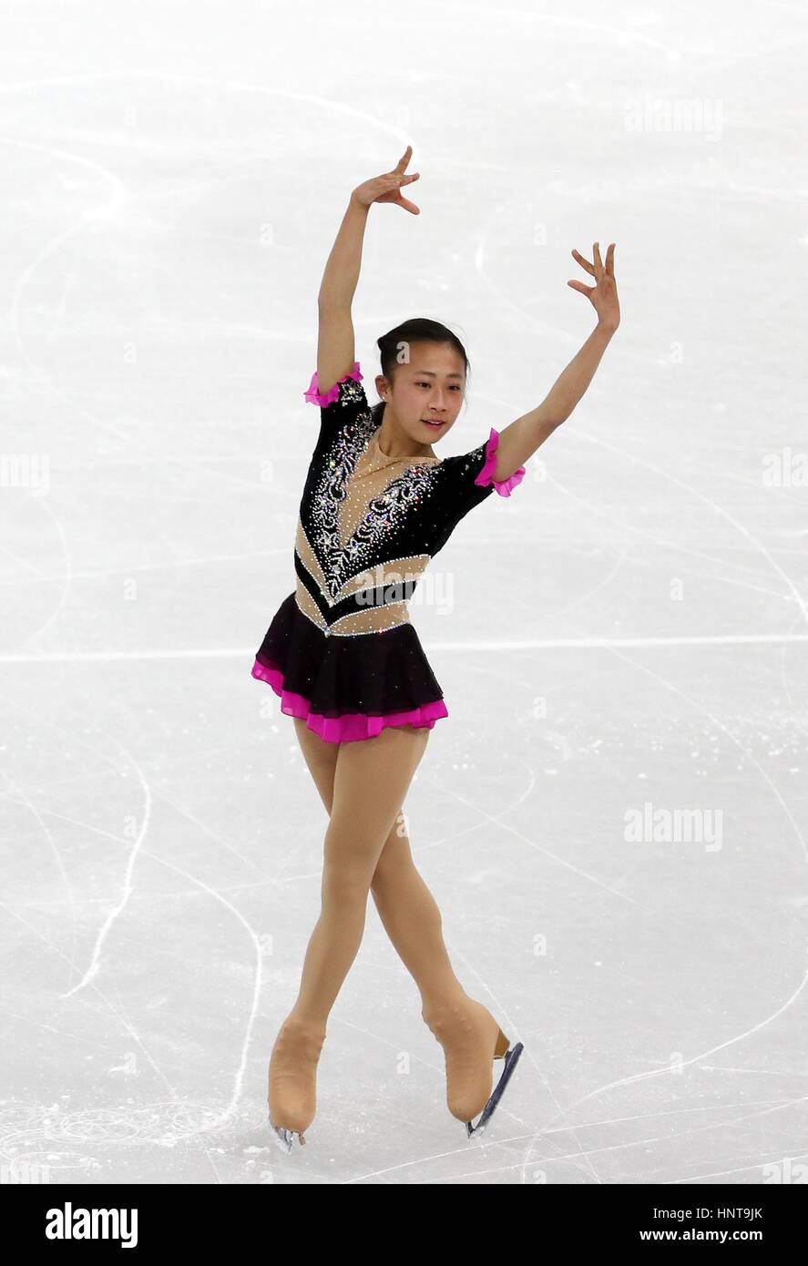 Xiangning Li di Cina compete nel Signore breve programma durante l'ISU quattro continenti figura Skating Championships Evento di prova per PyeongChang 2018 Olimpiadi invernali a Gangneung Ice Arena Febbraio 16, 2017 in Gangneung, Corea del Sud. L'evento si svolge un anno prima dell'inizio del 2018 dei Giochi Olimpici Invernali di PyeongChang. (Jeon Han/Koreanet via Planetpix) Foto Stock