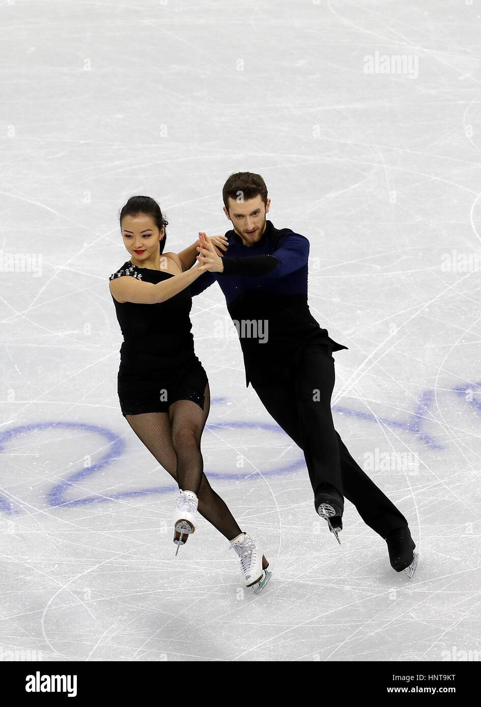 Yura Min e Alexander Gamelin della Corea del Sud di competere nella danza su ghiaccio programma breve durante l'ISU quattro continenti figura Skating Championships Evento di prova per PyeongChang 2018 Olimpiadi invernali a Gangneung Ice Arena Febbraio 16, 2017 in Gangneung, Corea del Sud. L'evento si svolge un anno prima dell'inizio del 2018 dei Giochi Olimpici Invernali di PyeongChang. (Jeon Han/Koreanet via Planetpix) Foto Stock