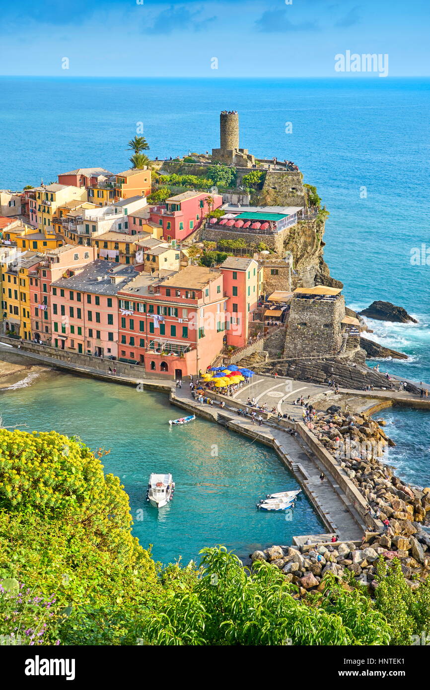 Vernazza, il Parco Nazionale delle Cinque Terre, Liguria, UNESCO Foto Stock