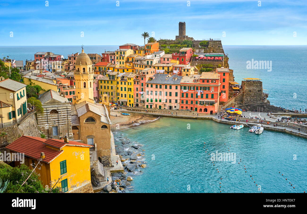 Vernazza, il Parco Nazionale delle Cinque Terre, Liguria, UNESCO Foto Stock