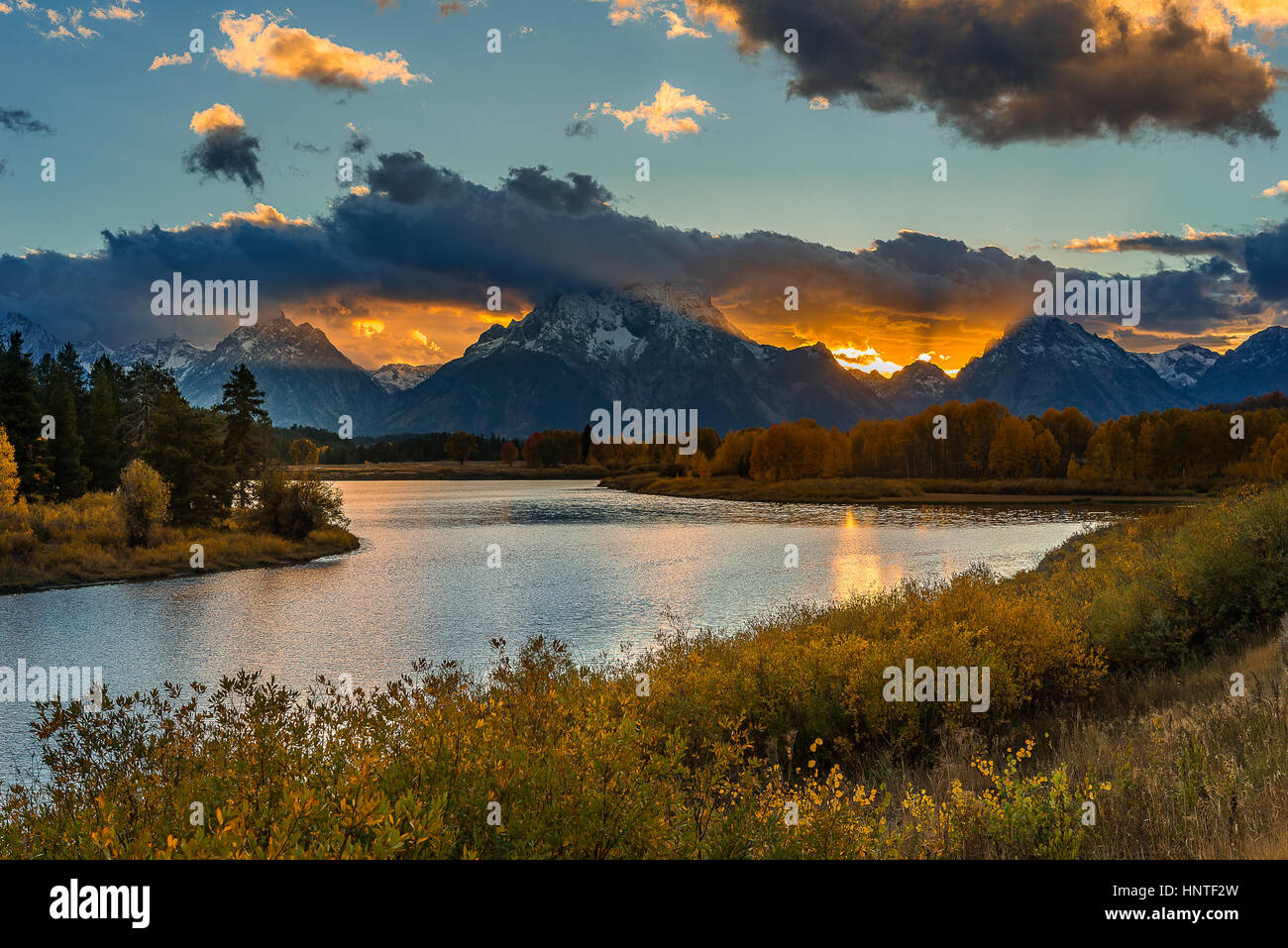 Lanca di piegare il tramonto nel Parco Nazionale di Grand Teton, fotografia di paesaggi. Foto Stock