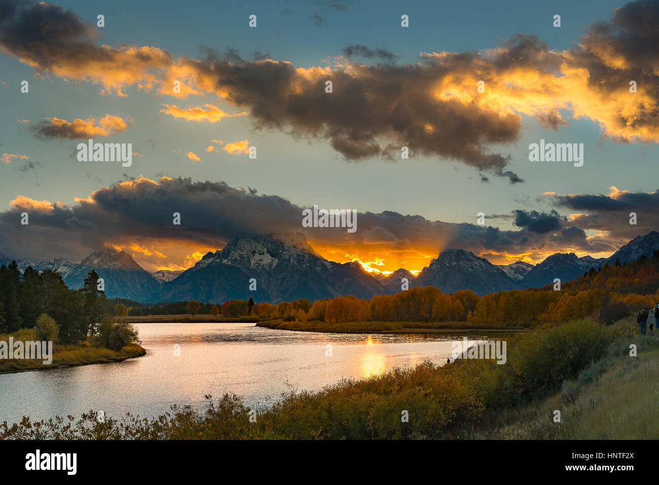 Lanca di piegare il tramonto nel Parco Nazionale di Grand Teton, fotografia di paesaggi. Foto Stock