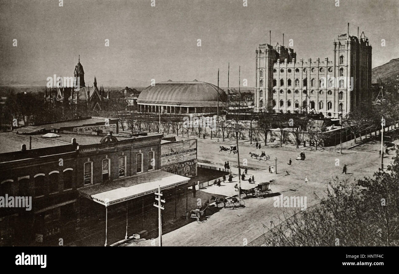 Blocco del tempio, Salt Lake City, circa 1890 Foto Stock
