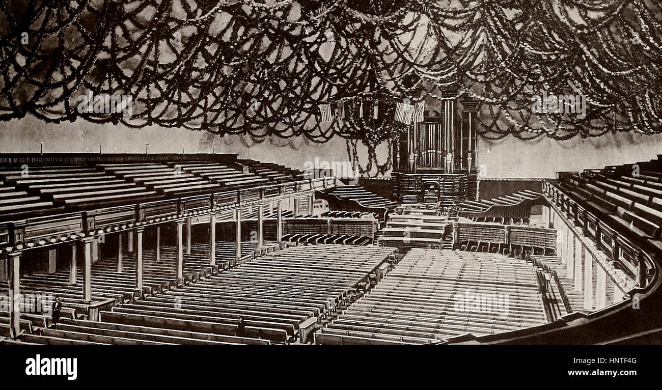Interno del tabernacolo mormone, Salt Lake City, Utah, circa 1890 Foto Stock
